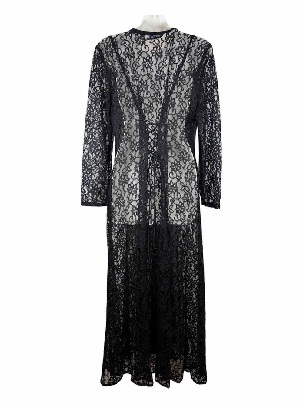 Black Lace Maxi Dress Whimsigoth M Vintage Jessica Howard Witchy Halloween Goth - Picture 2 of 7